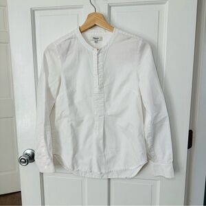 Madewell White Woven Cotton Jacquard Long Sleeved Popover Top Size XS